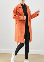 Italian Orange Oversized Give Pendant Woolen Trench Fall