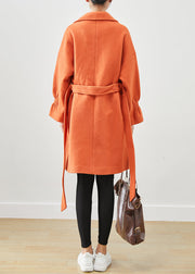 Italian Orange Oversized Give Pendant Woolen Trench Fall