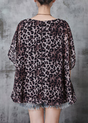 Italian Oversized Leopard Print Chiffon Tank Tops Summer