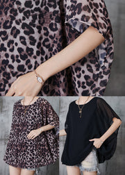 Italian Oversized Leopard Print Chiffon Tank Tops Summer