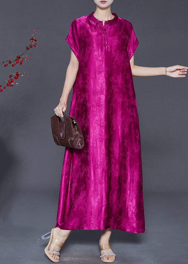 Italian Pitaya Oversized Jacquard Silk Long Dress Summer