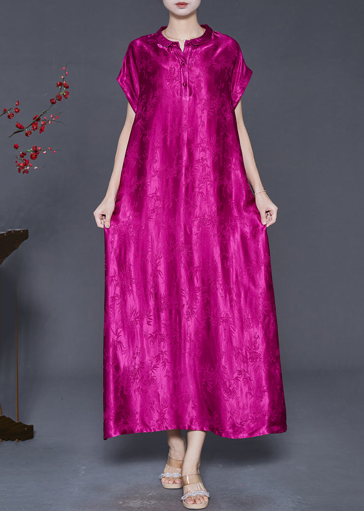 Italian Pitaya Oversized Jacquard Silk Long Dress Summer