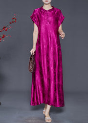 Italian Pitaya Oversized Jacquard Silk Long Dress Summer