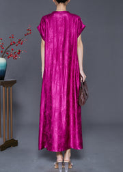 Italian Pitaya Oversized Jacquard Silk Long Dress Summer