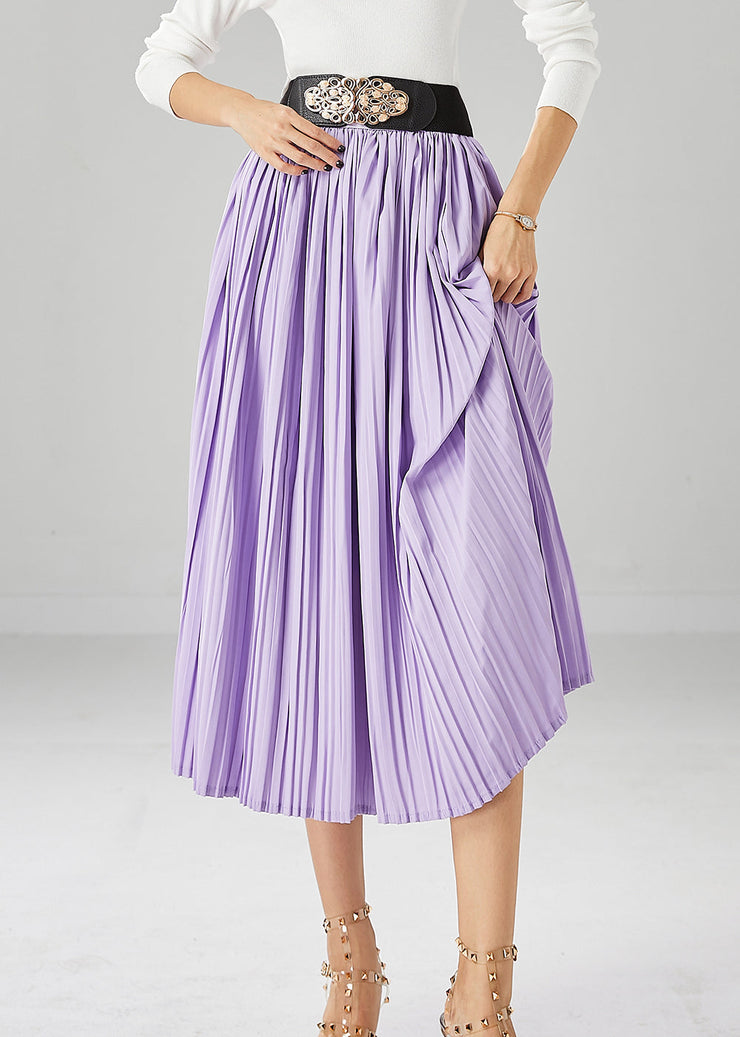 Italian Purple Exra Large Hem Chiffon Pleated Skirt Fall