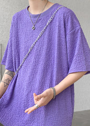 Italian Purple O Neck Cotton Oversized T Shirt Men Summer