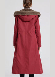 Italian Red Removable Mink Velvet Hooded Coats Winter