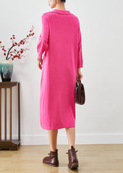 Italian Rose Print Button Down Knit Long Dress Fall