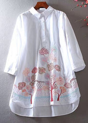 Italian White Embroidered Cotton Shirt Top Spring