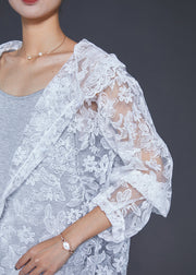 Italian White Embroideried Hollow Out Lace UPF 50+ Cardigan Summer