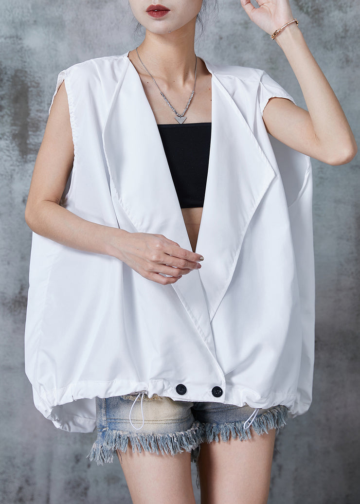 Italian White Oversized Drawstring Cotton Tanks Summer