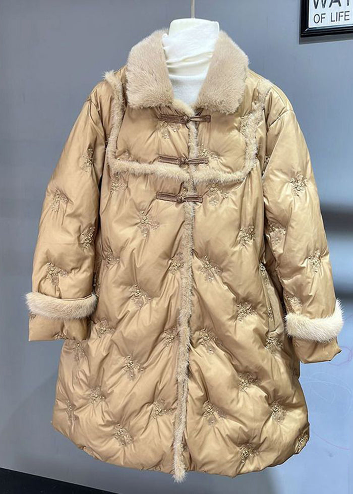 Italian Yellow Mink Hair Patchwork Duck Down Down Coat Winter