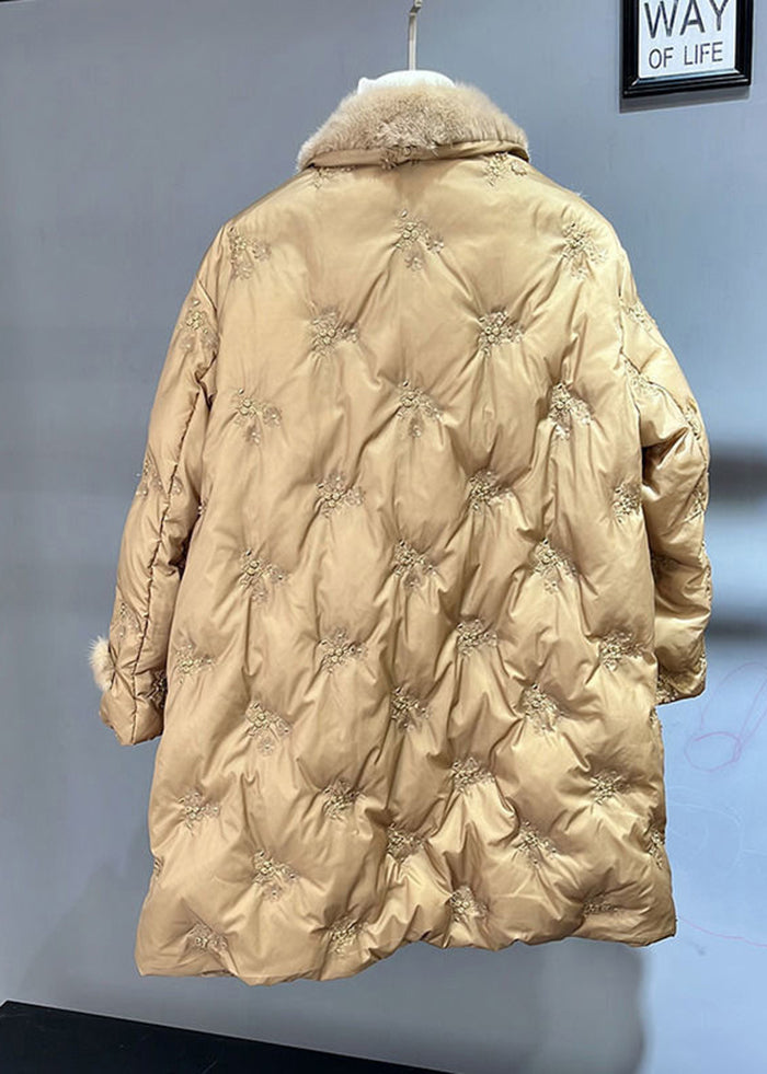 Italian Yellow Mink Hair Patchwork Duck Down Down Coat Winter