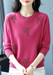 Italian Yellow O Neck Jacquard Zircon Wool Sweaters Winter