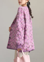 Jacquard Pink Button Knit Coats Spring