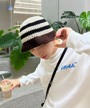 Japanese Style Black Striped Men Knit Bucket Hat