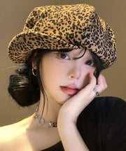 Japanese Style Coffee Leopard Print Versatile Beret Hat Autumn