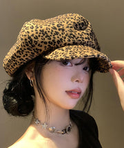 Japanese Style Coffee Leopard Print Versatile Beret Hat Autumn