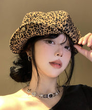 Japanese Style Coffee Leopard Print Versatile Beret Hat Autumn