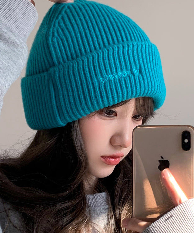 Japanese Style Lake Blue Warm Knitted Boonie Hat