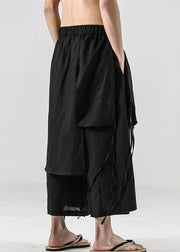 Japanese Summer New Black Men's Linen Casual Pants Skirt