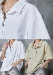 Khaki Cotton Pullover Streetwear Oversized Drawstring Summer
