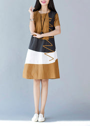 Khaki Cozy Mid Dresses Short Sleeve