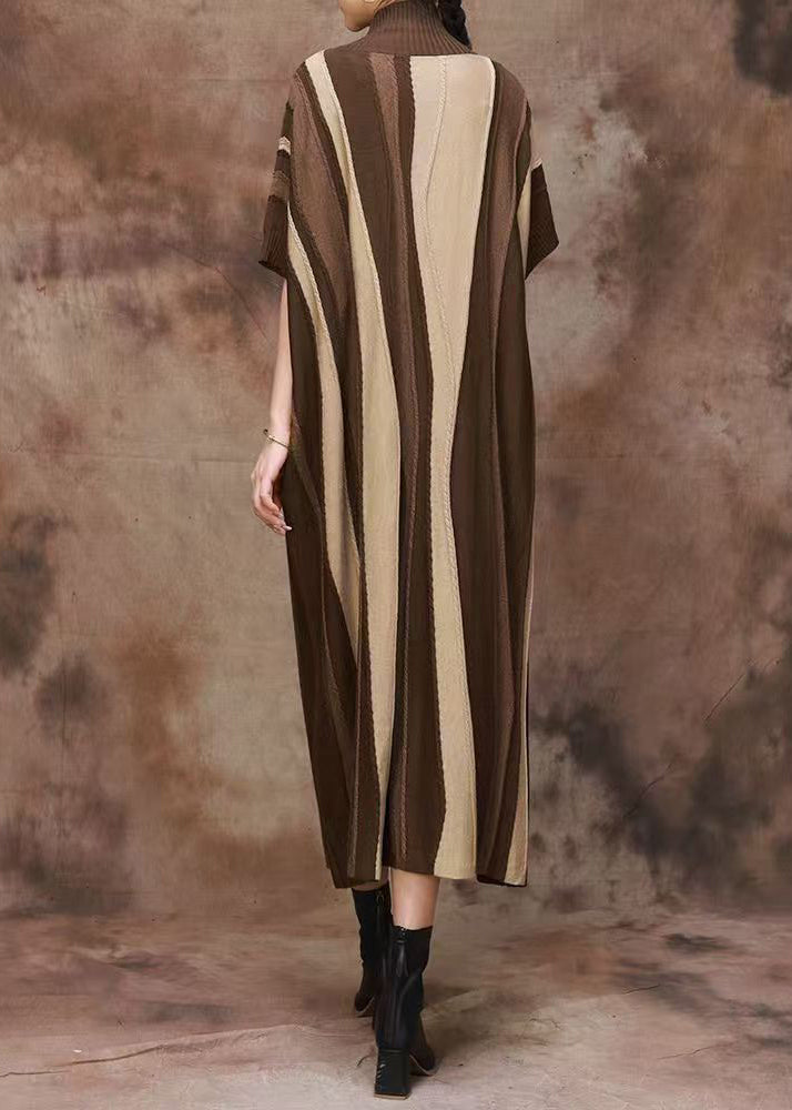 Khaki Cozy Original Design Cashmer Fall Dress Turtleneck