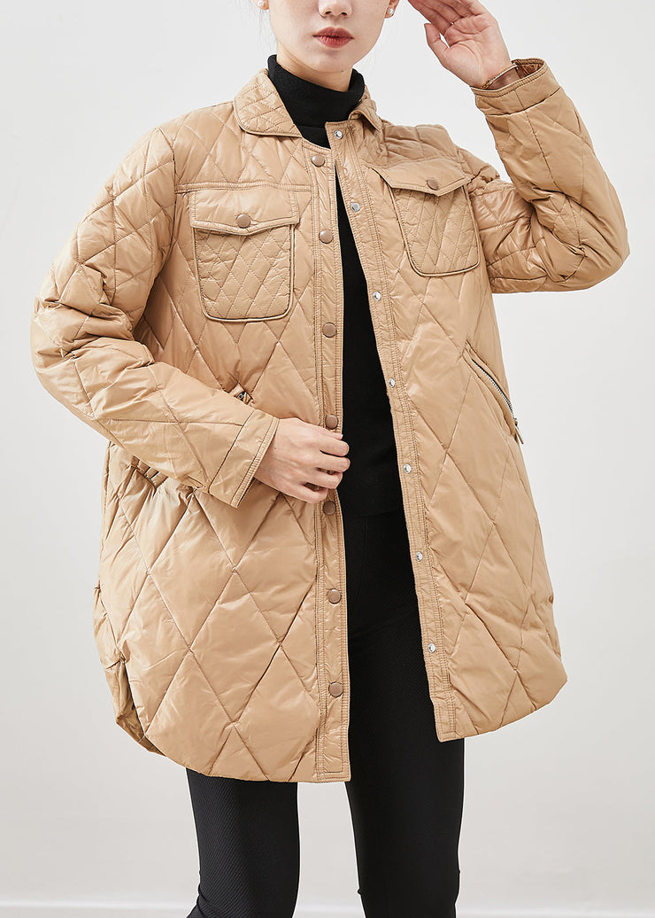 Khaki Duck Down Canada Goose Jacket Peter Pan Collar Winter