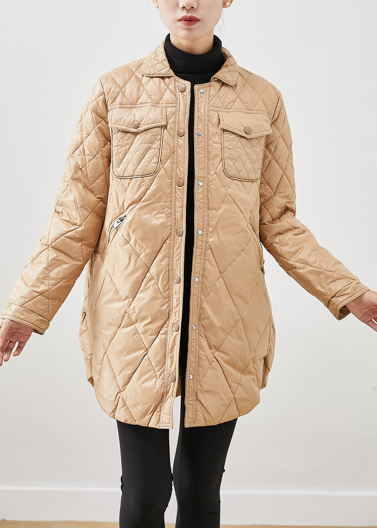 Khaki Duck Down Canada Goose Jacket Peter Pan Collar Winter