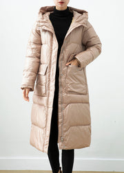 Khaki Duck Down Puffer Jacket Oversized Hooded Winter