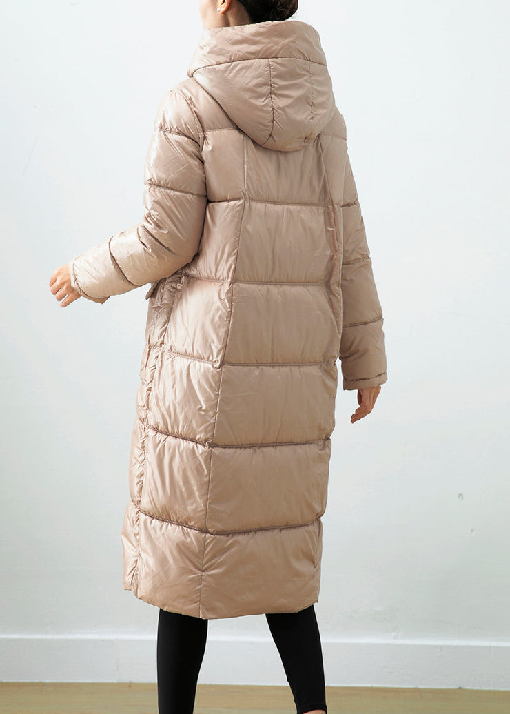 Khaki Duck Down Puffer Jacket Oversized Hooded Winter