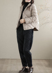 Khaki Patchwork Fine Cotton Filled Harem Pants Thick Pockets Winter