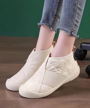 Khaki Splicing Fuzzy Wool Lined Flat Shoes For Women