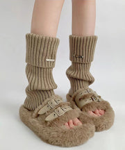 Khaki Thickened Warm Knitted Cotton Thread Socks