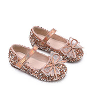 Kids Girls Buckle Strap Princess Flat Shoes For Silver Faux Leather Zircon