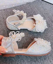 Kids Girls Silver Princess Sandals Buckle Strap Zircon Nail Bead