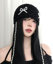 Korean Style Red Nail Bead Bow Hollow Out Boonie Hat