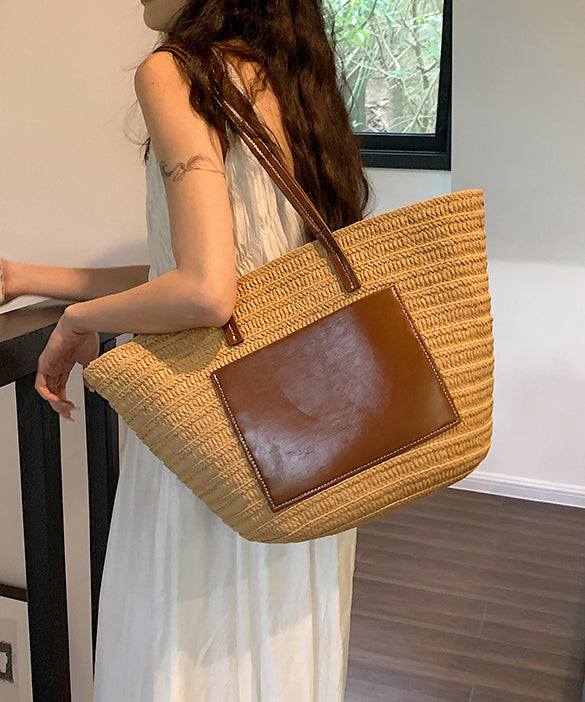 Korean Versatile Large Capacity Straw Woven Satchel Bag Handbag