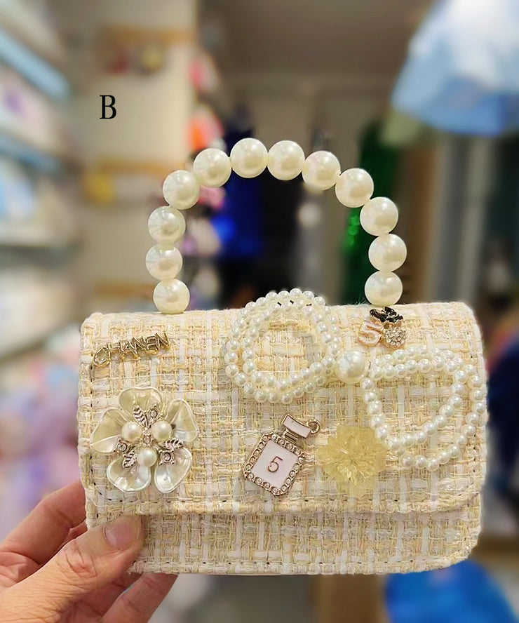 Korean Version Chain Linked Bow Nail Bead Tote Handbag