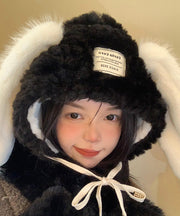 Korean Version Thick Plush Rabbit Ear Hat Scarf Integrated Women Spring