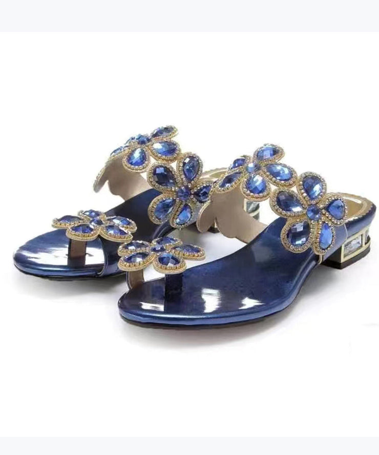 Lake Blue Boutique Zircon Peep Toe Slide Sandals