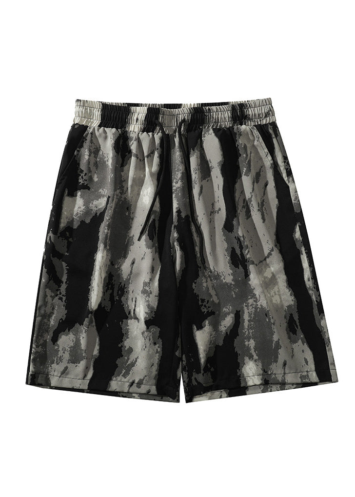 Leisure Chinese Style Tie Dyed Striped Ice Silk Shorts For Men