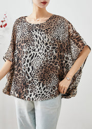 Leopard Print Chiffon Tank Oversized Batwing Sleeve