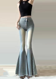 Light Blue Denim Bell-bottom Trousers Pants Tummy Control Spring