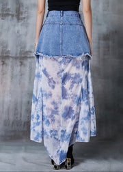 Light Blue Patchwork Denim Skirts Tie Dye Summer