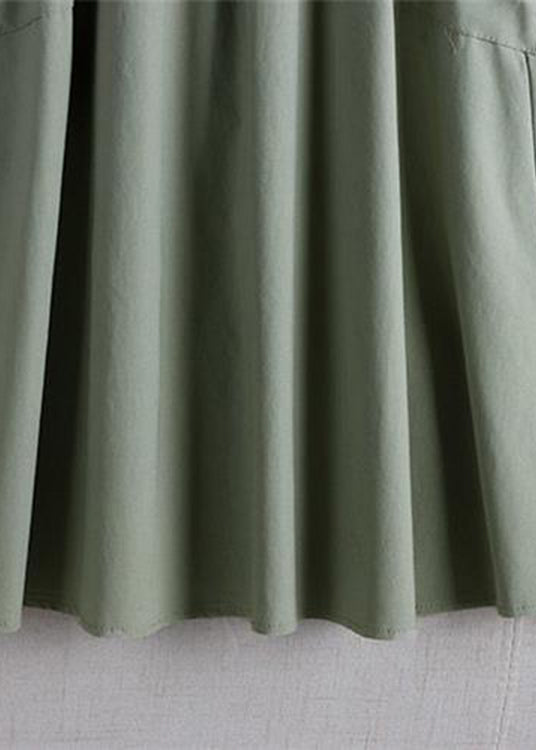 Light Green Elastic Waist Faux Leathe A Line Skirts Summer