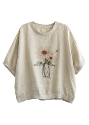 Linen Colour O-Neck Linen T Shirt Summer