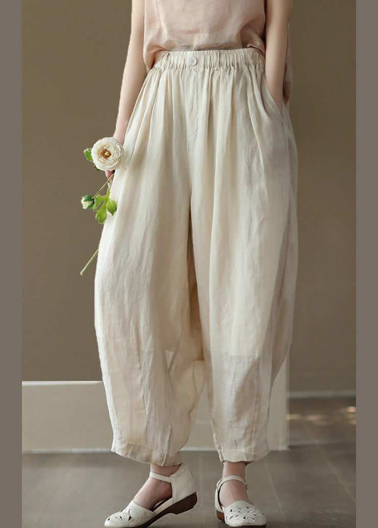 Linen Colour Pockets Cozy Ramie Lantern Layered Pants