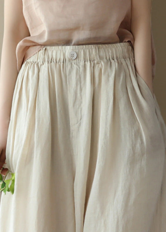 Linen Colour Pockets Cozy Ramie Lantern Layered Pants